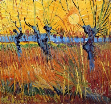 Pollard Weiden und Sonne Vincent van Gogh Ölgemälde